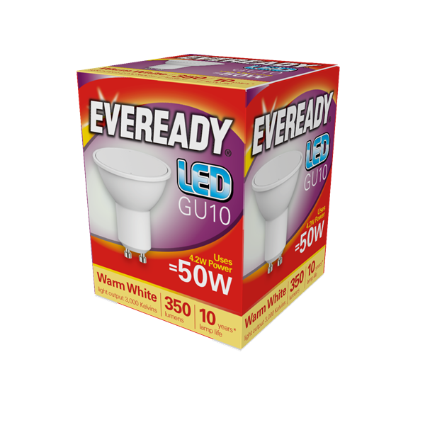 Eveready 5W GU10 LED - Wide Beam Angle - 345lm - 3000K - Non Dimmable