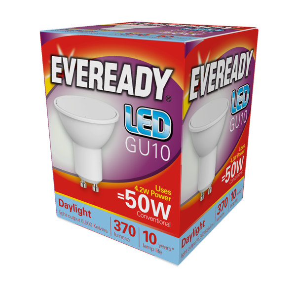 Eveready 5W GU10 LED - Wide Beam Angle - 370lm - 6500K - Non Dimmable