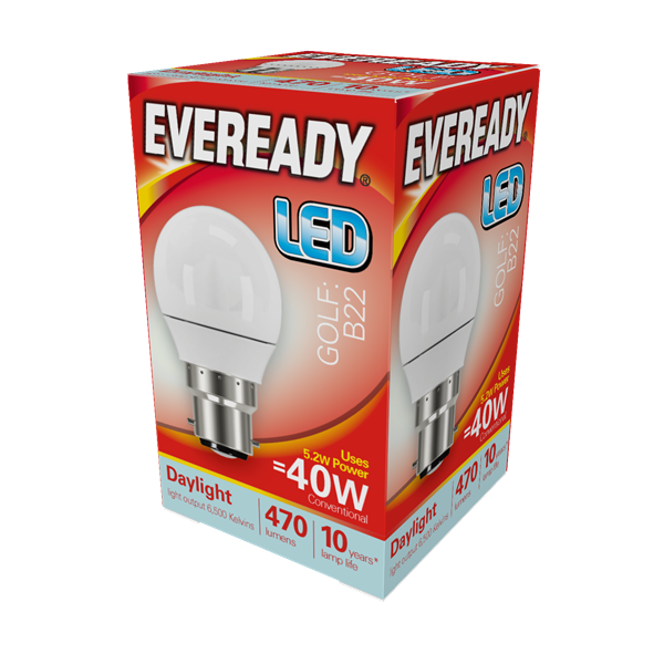 Eveready 6W B22 Golf LED - 40W Replacement - 480lm - 6500K - Non Dimmable