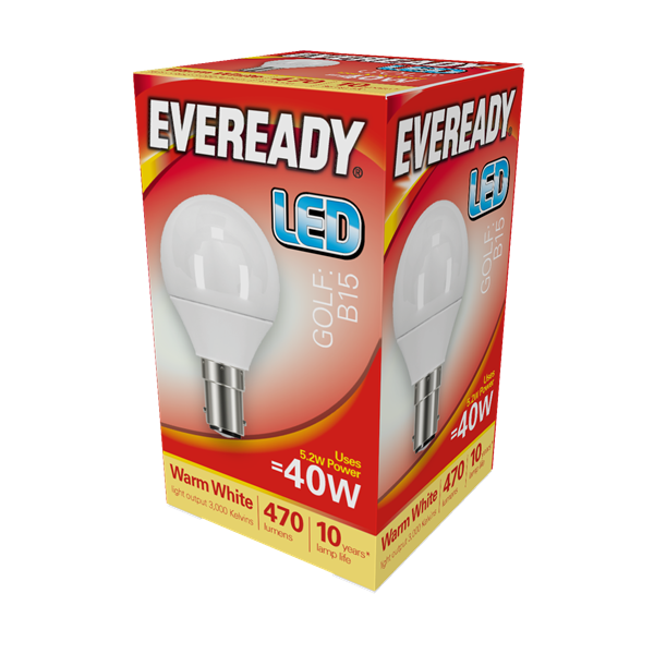 Eveready 6W B15 Golf LED - 40W Replacement - 470lm - 3000K - Non Dimmable