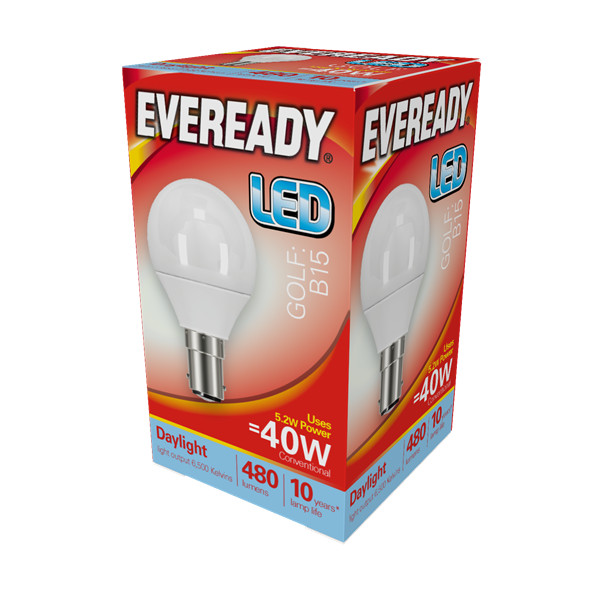 Eveready 6W B15 Golf LED - 40W Replacement - 480lm - 6500K - Non Dimmable