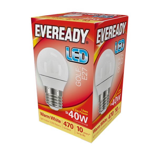 Eveready 6W E27 Golf LED - 40W Replacement - 470lm - 3000K - Non Dimmable