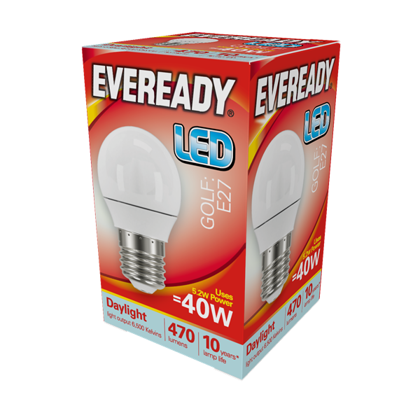 Eveready 6W E27 Golf LED - 40W Replacement - 480lm - 6500K - Non Dimmable