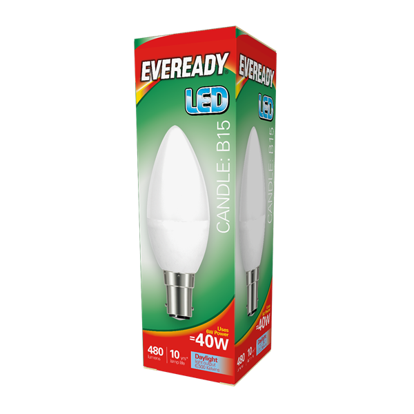 Eveready 6W B15 Candle LED - 40W Replacement - 480lm - 6500K - Non Dimmable