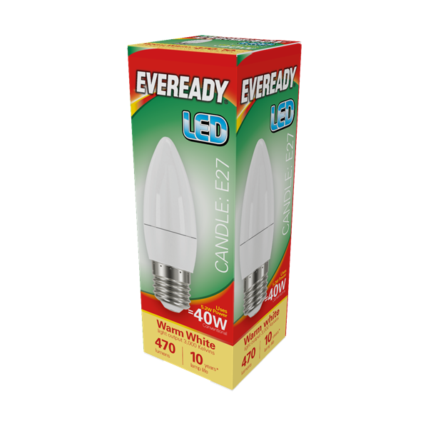 Eveready 6W E27 Candle LED - 40W Replacement - 470lm - 3000K - Non Dimmable
