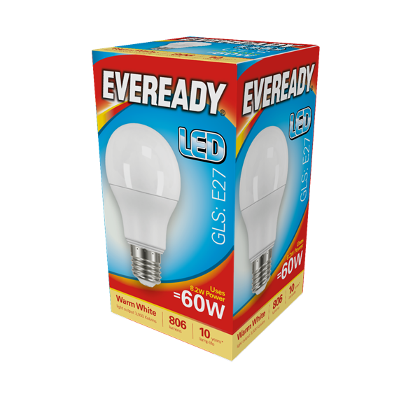 Eveready 9.6W E27 GLS LED - 60W Replacement - 806lm - 3000K - Non Dimmable