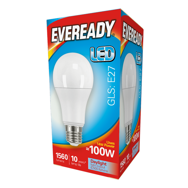 Eveready 14W E27 GLS LED - 100W Replacement - 1560lm - 6500K - Non Dimmable
