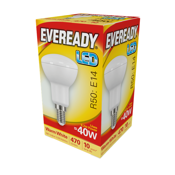 Eveready 6.2W R50 Reflector LED - 40W Replacement - 470lm - 3000K - Non Dimmable