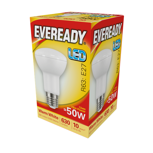 Eveready 7.8W R63 Reflector LED - 50W Replacement - 630lm - 3000K - Non Dimmable
