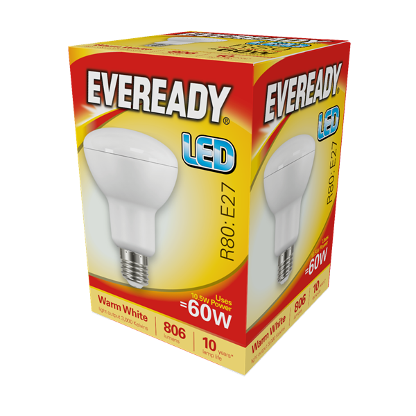 Eveready 10.5W R80 Reflector LED - 60W Replacement - 806lm - 3000K - Non Dimmable