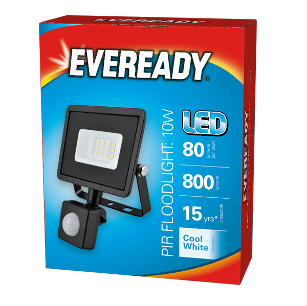 Eveready 10W SMD LED Flood Light - IP65 - 4000K - PIR Sensor