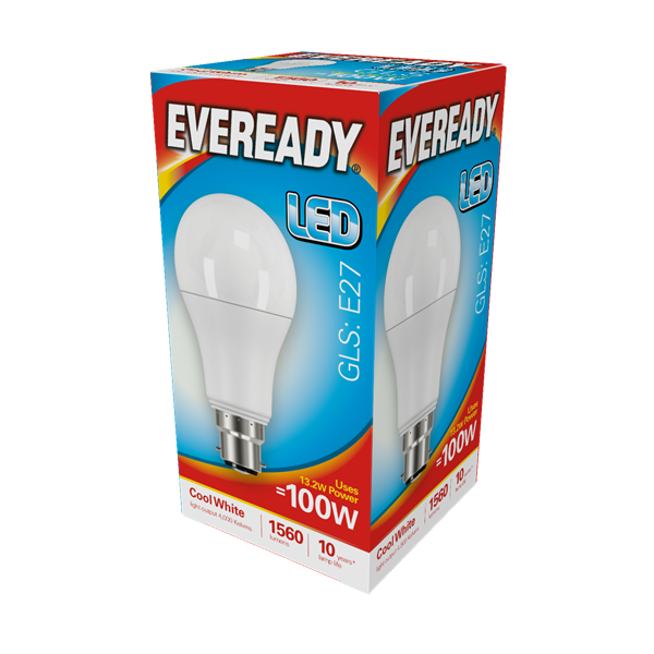 Eveready 14W B22 GLS LED - 100W Replacement - 1560lm - 4000K - Non Dimmable