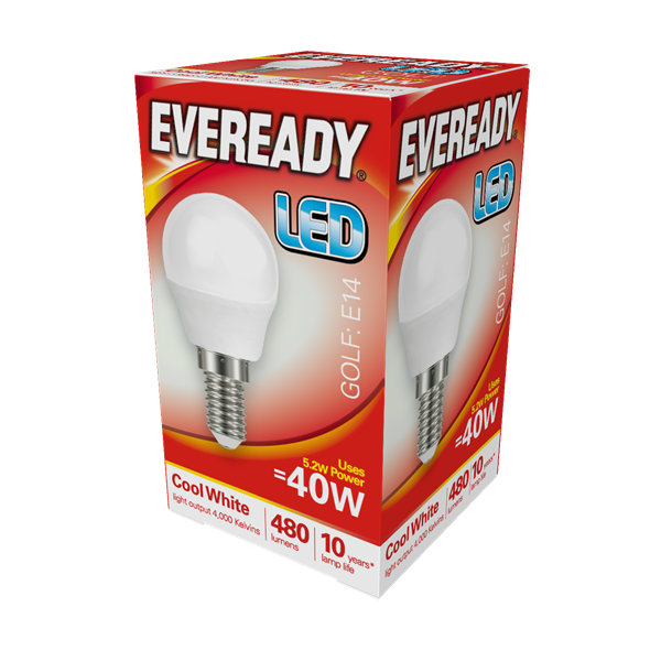 Eveready 6W E14 Golf LED - 40W Replacement - 480lm - 4000K - Non Dimmable