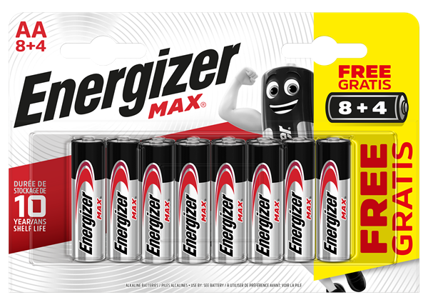 S15268 Energizer AA Max, Pack Of 8+4