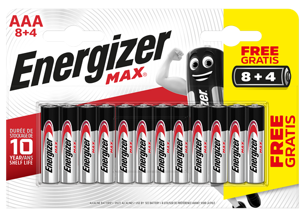 S15272 Energizer AAA Max, Pack Of 8+4