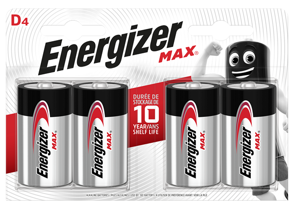 S15276 Energizer D Size Max, Pack Of 4
