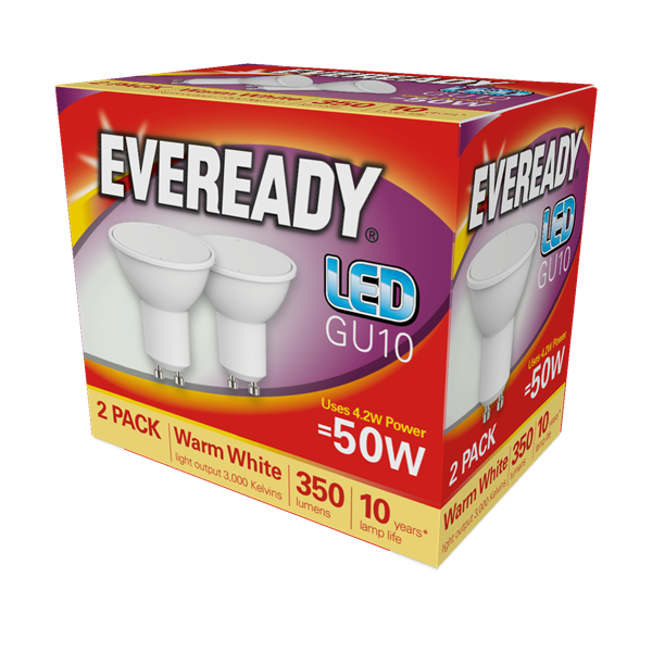 S15291 Eveready Led GU10 345LM Warm White, Pack Of 2