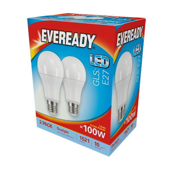 S15308 Eveready Led GLS 1560LM E27 (ES) Daylight, Pack Of 2