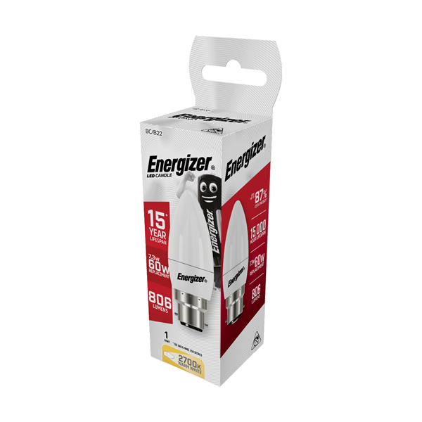 S17355 ENERGIZER LED CANDLE 806LM OPAL B22 (BC) 2,700K (WARM WHITE) PACK OF 1