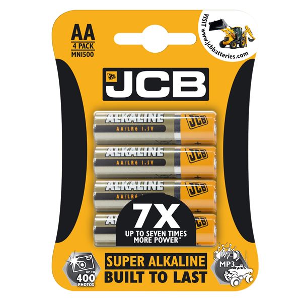JCB AA Batteries - 1200mAh Rechargeable - 4 Pack