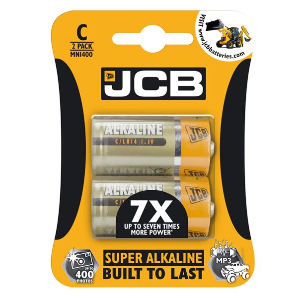JCB Super Alkaline C Batteries - 2 Pack