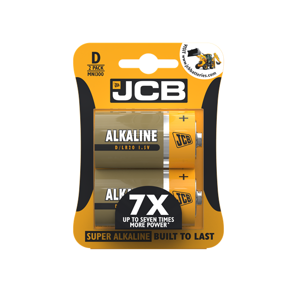 JCB Super Alkaline D Batteries - 2 Pack