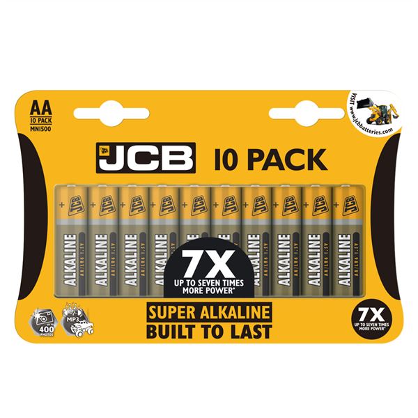 JCB Super Alkaline AA Batteries - 10 Pack