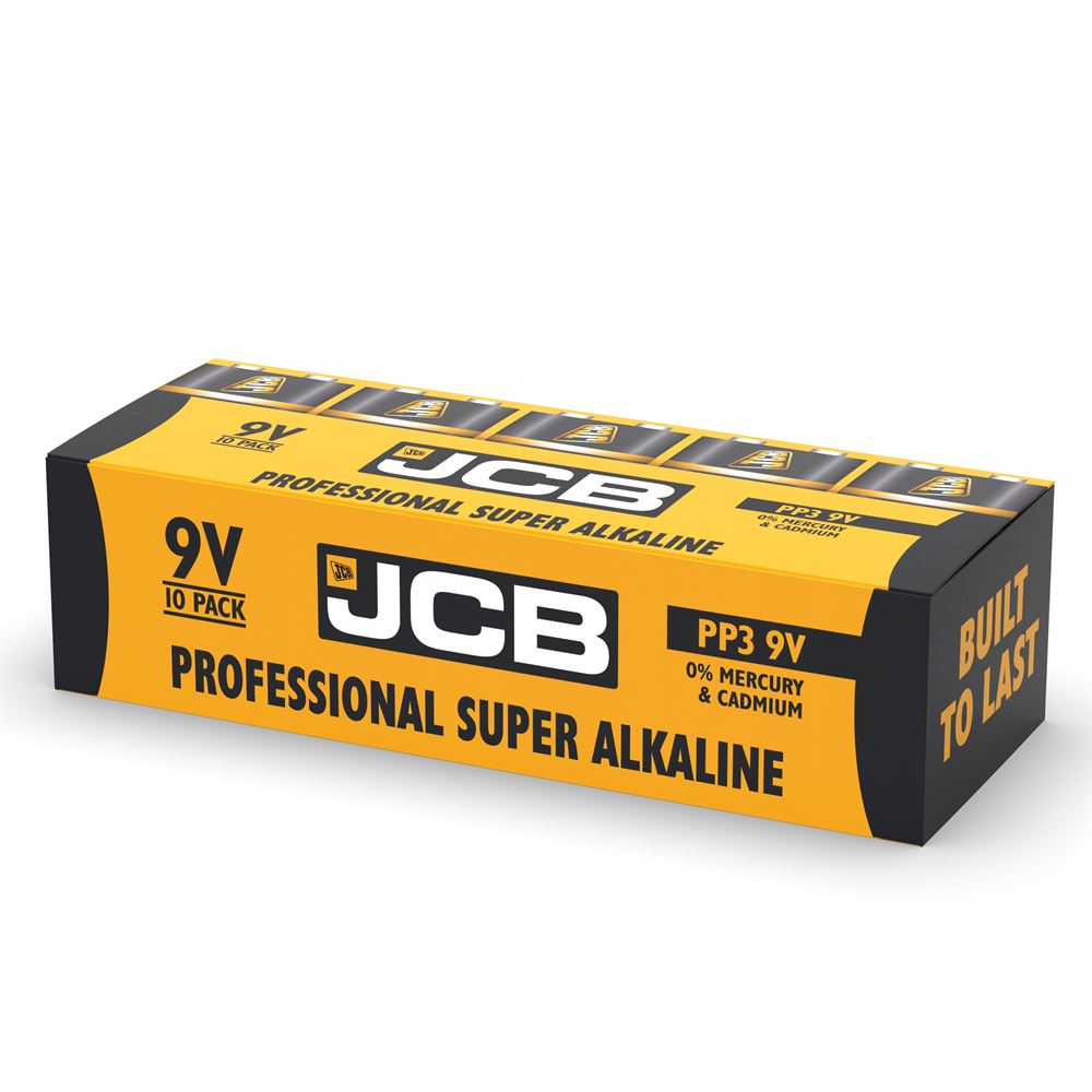 JCB Super Alkaline Industrial 9V Batteries - 10 Pack