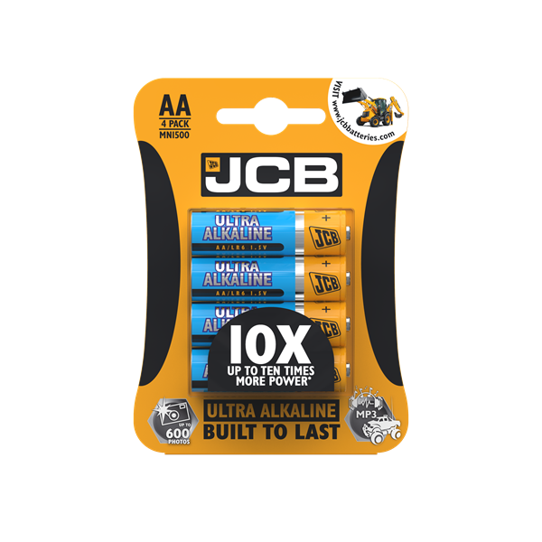 JCB Ultra Alkaline AA Batteries - 4 Pack