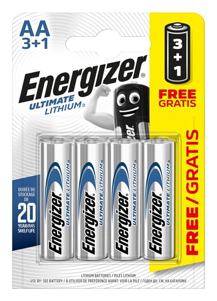 S5715 Energizer AA Ultimate Lithium, Pack Of 3+1