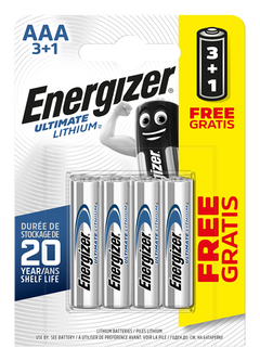 S5716 Energizer AAA Ultimate Lithium, Pack Of 3+1