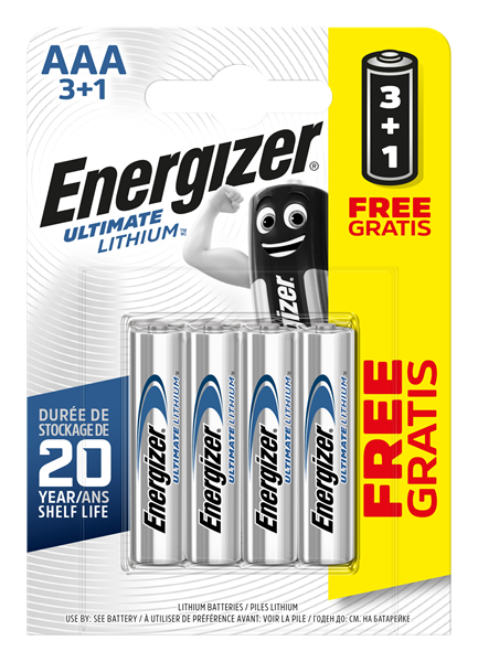 S5716 Energizer AAA Ultimate Lithium, Pack Of 3+1