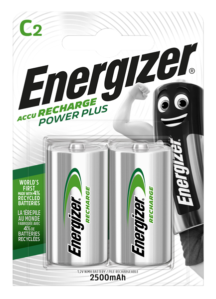 Energizer Power Plus C Batteries - Rechargeable - 2 Pack