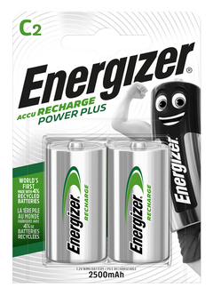 Energizer Power Plus C Batteries - Rechargeable - 2 Pack