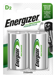 Energizer Power Plus D Batteries - Rechargeable - 2 Pack