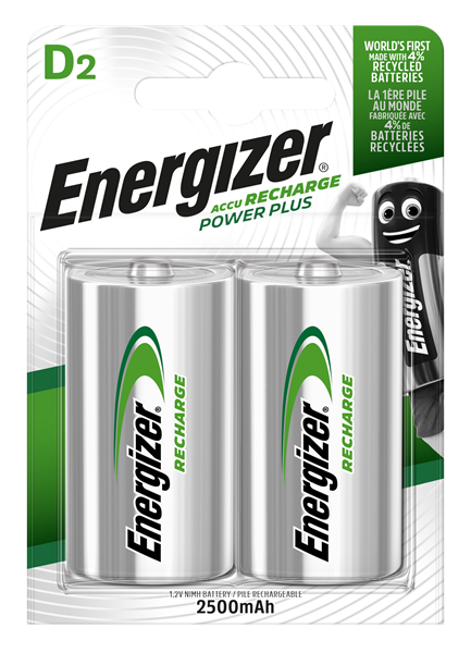 Energizer Power Plus D Batteries - Rechargeable - 2 Pack