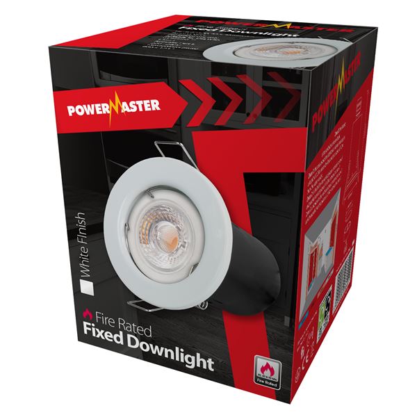 Powermaster Fire Rated Fixed Downlight - White