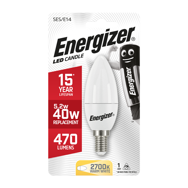 S8700 Energizer Led Candle 470LM 5.9W Opal E14 (SES) Warm White