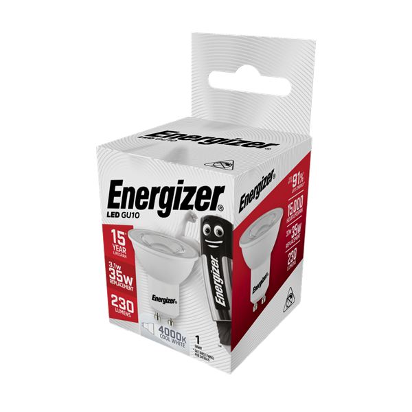 S8822 ENERGIZER LED GU10 230LM 3.1W 4,000K (COOL WHITE), PACK OF 1