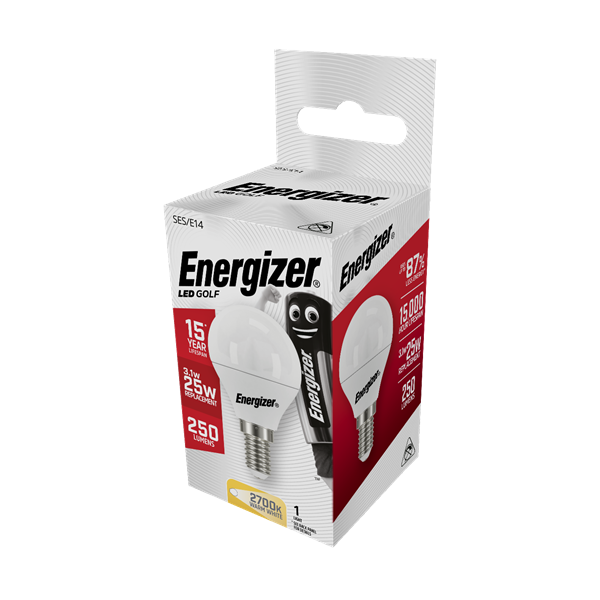S8837 ENERGIZER LED GOLF 250LM 3.1W OPAL E14 (SES) 2,700K (WARM WHITE), PACK OF 1
