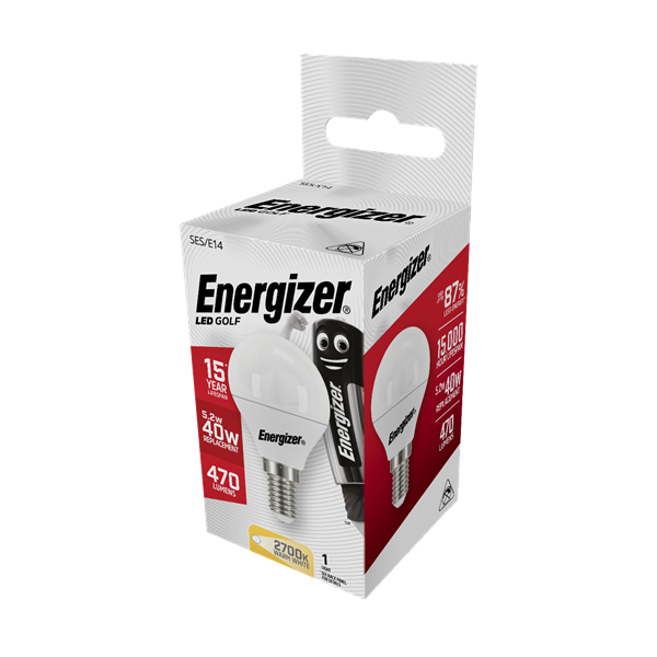 S8841 ENERGIZER LED GOLF 470LM 5.2W OPAL E14 (SES) 2,700K (WARM WHITE), PACK OF 1