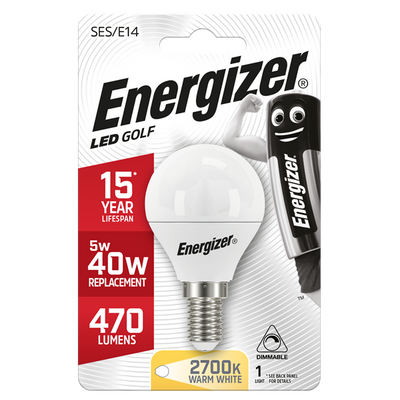Energizer 6.2W E14 Golf LED - 40W Replacement - 470lm - 2700K - Dimmable