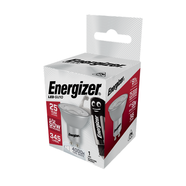 S8872 ENERGIZER HIGH TECH LED GU10 370LM 5W 4,000K (COOL WHITE), PACK OF 1