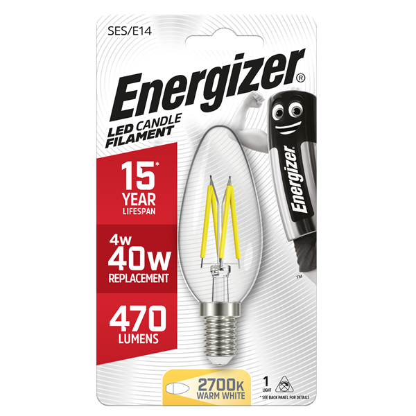 S9030 Energizer Filament Led Candle 470LM 4W E14 (SES) Warm White
