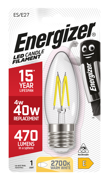 S9031 Energizer Filament Led Candle 470LM 4W E27 (ES) Warm White