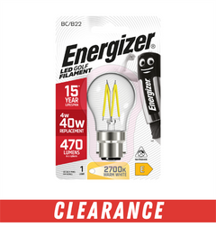 S9032 ENERGIZER FILAMENT LED GOLF 450LM 4W B22 (BC) 2,700K (WARM WHITE), PACK OF 1