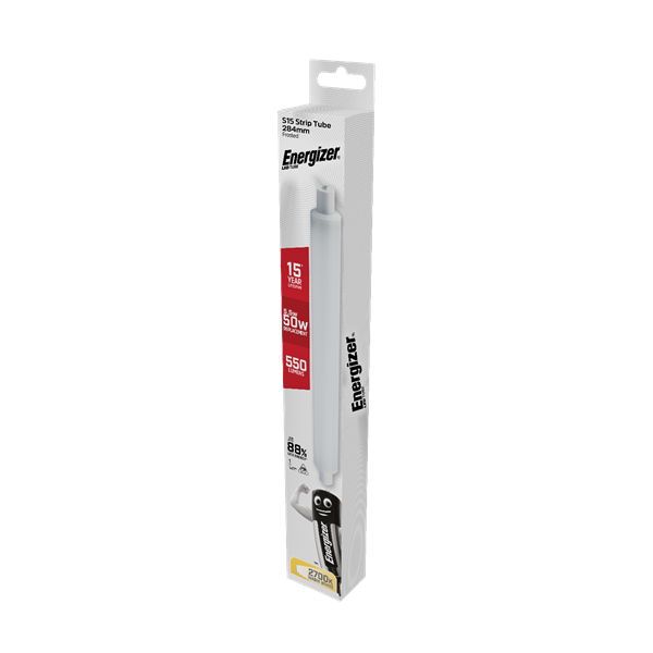 S9218 ENERGIZER LED STRIP TUBE 550LM 5.5W S15 2,700K (WARM WHITE), PACK OF 1