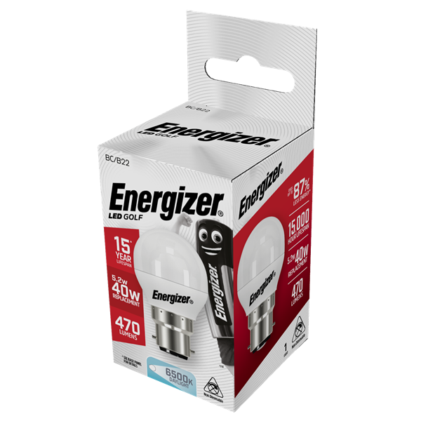 S9412 ENERGIZER LED GOLF 470LM 5.2W OPAL B22 (BC) 6,500K (DAYLIGHT), PACK OF 1