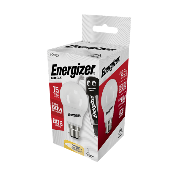 S9420 ENERGIZER LED GLS 806LM 8.8W OPAL B22 (BC) 2,700K (WARM WHITE) DIMMABLE, PACK OF 1