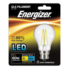 Energizer Filament Led GLS 806LM 6.2W B22 (BC) Warm White, Pack Of 5